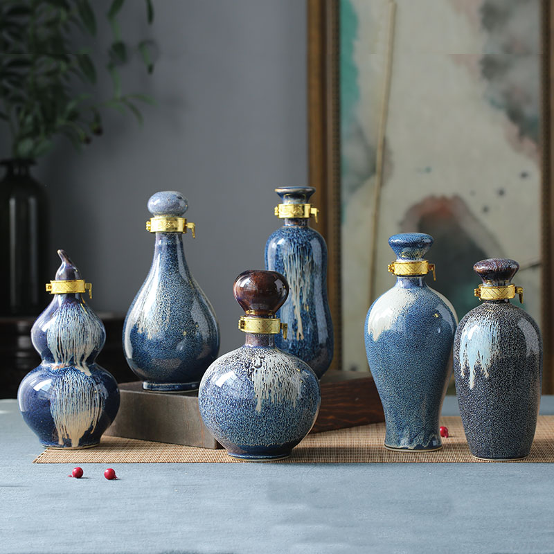 Jingdezhen ceramic blank bottle up household hip it 1 catty small wine bottle wine bottle gourd