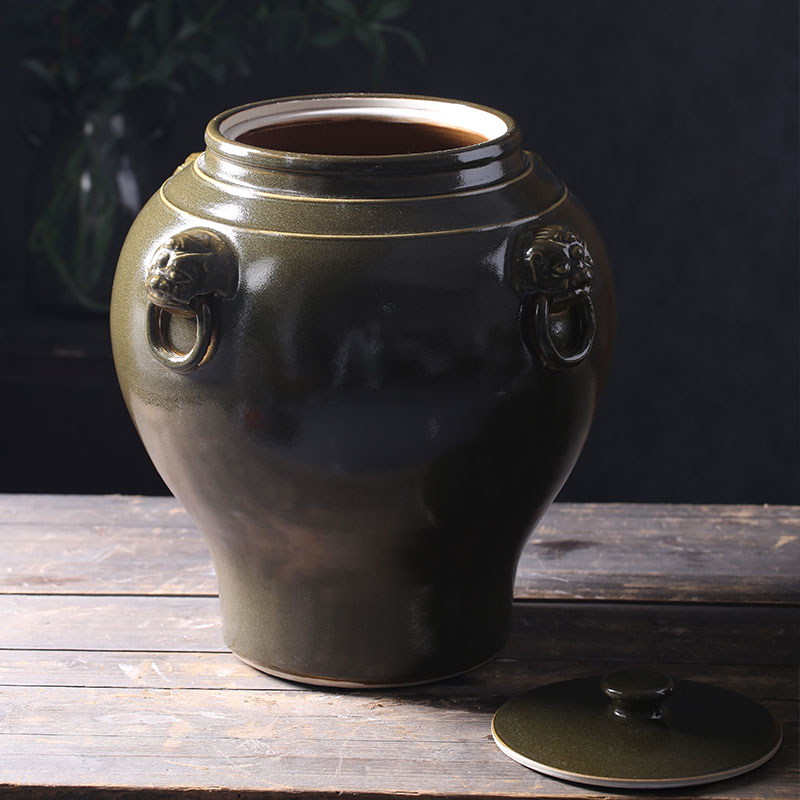 Jingdezhen ceramic jar jar high - grade tank cylinder barrel with leading 50-100 kg terms ceramic wine jars