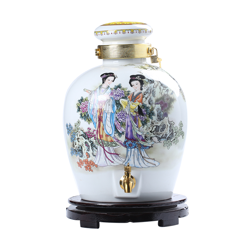 Jingdezhen ceramic jars mercifully bottle with tap 10 jins 20 jins 30 jin wine 50 kg it sealed jar