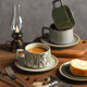 Sheli Japanese Retro Coffee Cup Saucer 세트 Creative Stone Pottery Cup 가정 고급 절묘한 머그잔 Sheli Japanese Retro Coffee Cup Saucer 세트 Creative Stone Pottery Cup 가정 고급 절묘한 머그잔