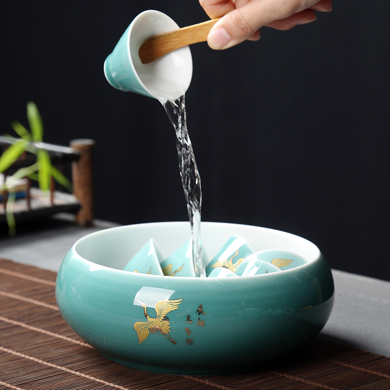 Sweet uncluttered gold ceramic kung fu tea set suit household ji celadon perfectly playable cup tea Japanese contracted tureen teapots