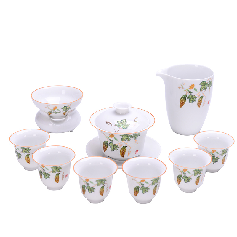 Kung fu tea set contracted office of blue and white porcelain ceramic teapot teacup fuels the tureen suit household gift box