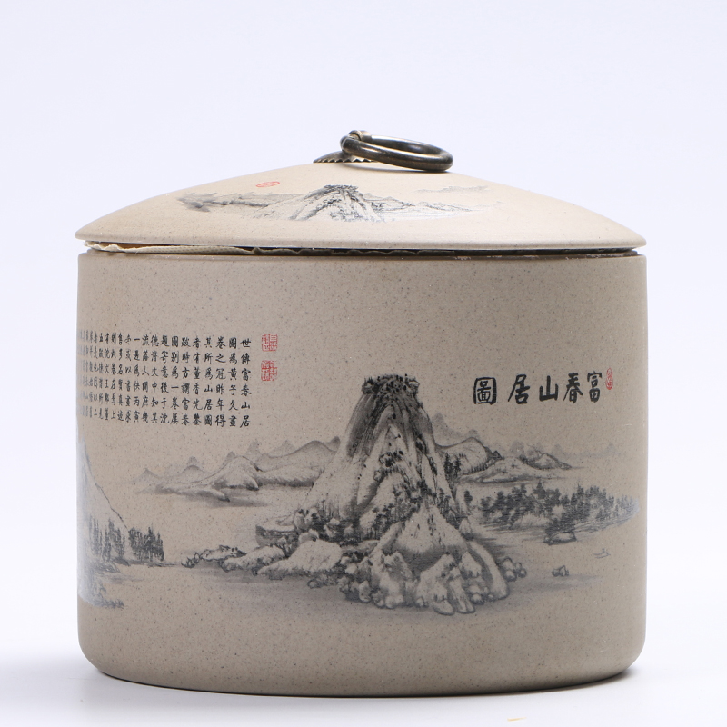 Ya xin company hall of Chinese wind restoring ancient ways caddy fixings large ceramic tassel seal pu 'er moistureproof hide POTS of blue and white