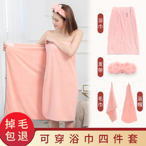 Bath towels 2020 new can be worn wrap-in-home suction speed dry without hair-wearing style non-pure cotton mesh red bath dress