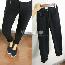 Clear Bin Original 259 High-end Black Jeans Woman Down Pants High Waist Boyfriend Wind 90% Loose Straight Drum Pants