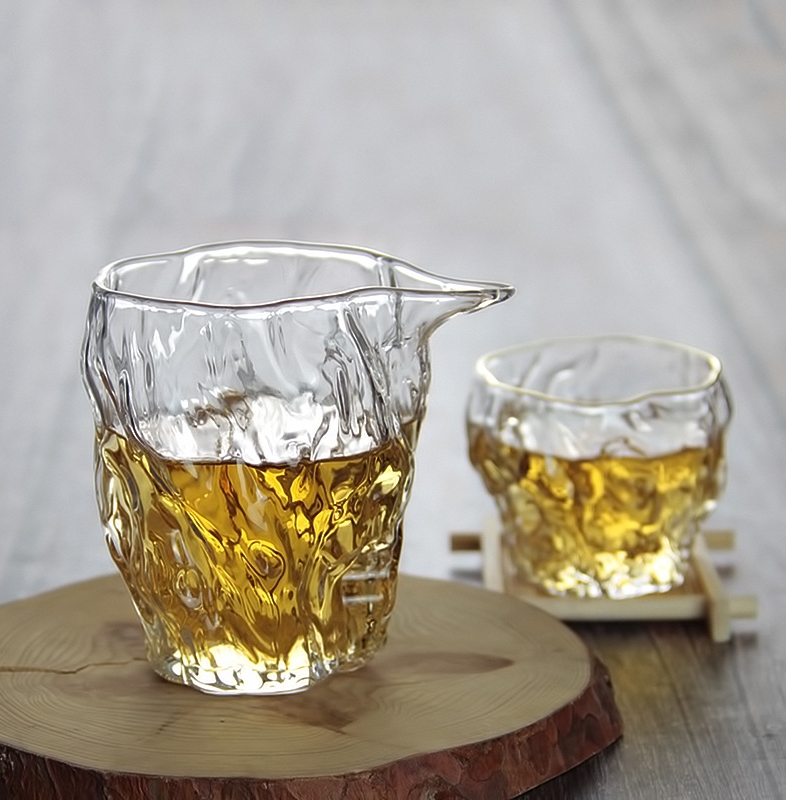Royal pure glass tea set Japanese cup side wood put walnuts in glass hammer fair keller