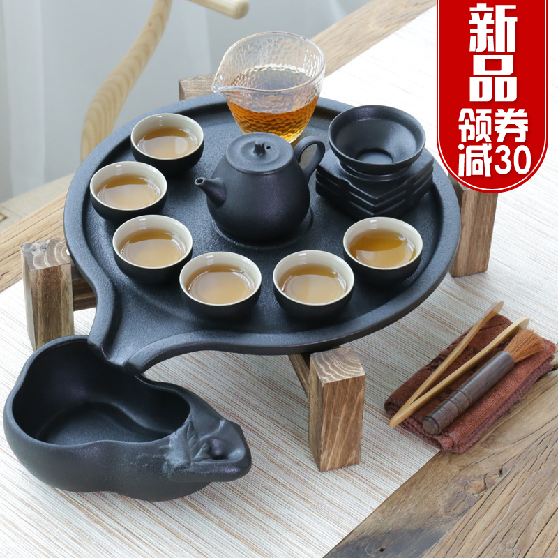 Fit ZongTang kung fu tea set suit of black tea tray of a complete set of household ceramic teapot teacup restoring ancient ways Japanese zen