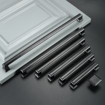 Extended American wardrobe handle Modern simple cabinet door handle Drawer European style cabinet door handle Black single hole