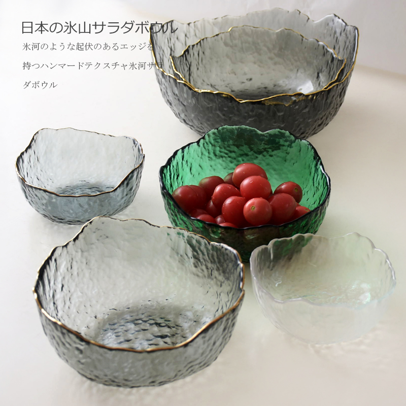 Japanese hammer glacier transparent glass bowl up phnom penh large glass bowl tip fruit and vegetable salad bowl tea wash bowl of dessert