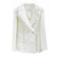 23 ດູໃບໄມ້ລົ່ນແລະລະດູຫນາວສີຂາວນ້ໍາຫອມຂະຫນາດນ້ອຍແບບ woolen coat suit collar ladies windbreaker pearl button boutique high-end tassel C