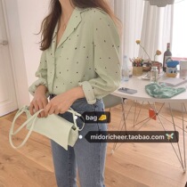 You Green Special Custom Original Texture Imitation Small Sheepskin Folds Soft Soft Bag Single Shoulder Diagonal Satchel IAC Homemade