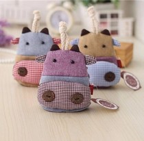 Key bag zipper pull rope canvas fabric handmade small bag key bag mini female Korean version cute
