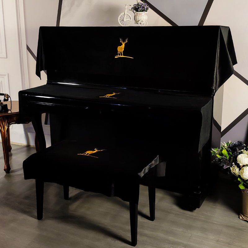North Europe and America vertical black and white piano cover dust cover flannel modern simple light luxury full set of half-cover electric piano