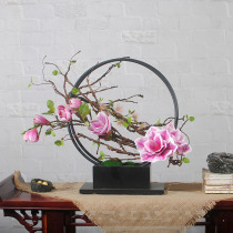 Chinese emulated flower jade orchid pendulum pieces front office New Chinese flower art living room Qianzhi Decorative Meeting Room Fake Flowers