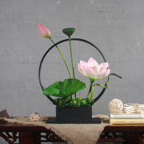 Thousand sail feathers new Chinese floral set Zen lotus flower artificial flower living room home accessories decoration flowers