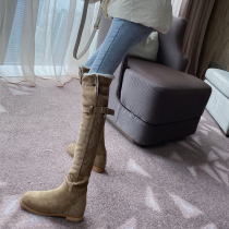 Xu Lin mini lamb hair high over knee boots female new flat heel round head Knight boots