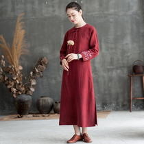 (Fengchun) Original two-color silk fragrant cloud yarn handmade embroidered wide Shu A version of cheongsam