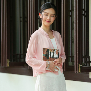 答谢【旧时窗前风】真丝防晒衫女短款外搭桑蚕丝开衫薄款宽松外套