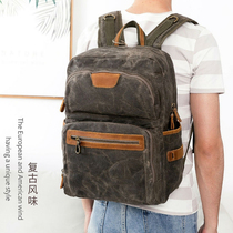 Retro casual shoulder travel bag men waterproof canvas European outdoor travel backpack 15 6 inch computer school bag