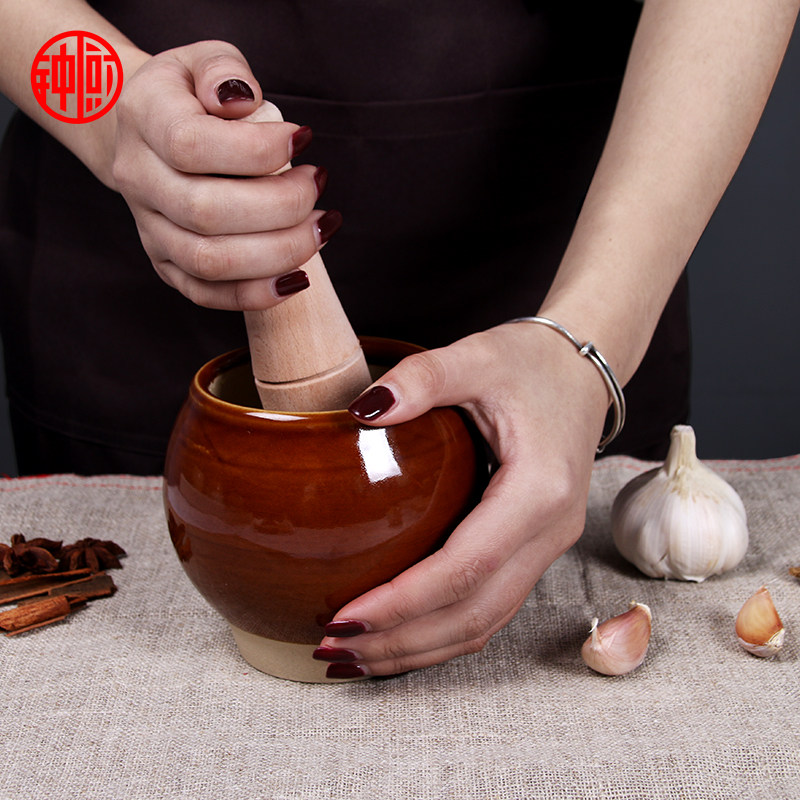 捣蒜器蒜臼子捣药捣碎罐石臼蒜泥器家用手动老式传统研磨神器舂钵_折2