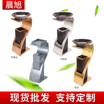 High-end hotel lobby peel bucket S-type new concept stainless steel seat rose gold large capacity trash can with lid