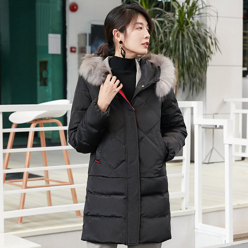 冰洁 貉子毛领 女式中长款羽绒服 双重优惠折后￥180包邮 3色可选