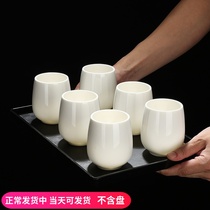 Dehua White porcelain Gongfu tea cup Office jade porcelain tea cup Ceramic large capacity master cup Single cup logo customization