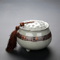 Five famous kilns Brother kiln Tea packaging box Tea bucket Puer tea pot sealed large tea pot Ceramic household