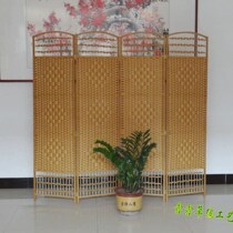 Special grass rattan screen solid wood partition living room porch Chinese bedroom folding screen hotel Office environmental protection screen