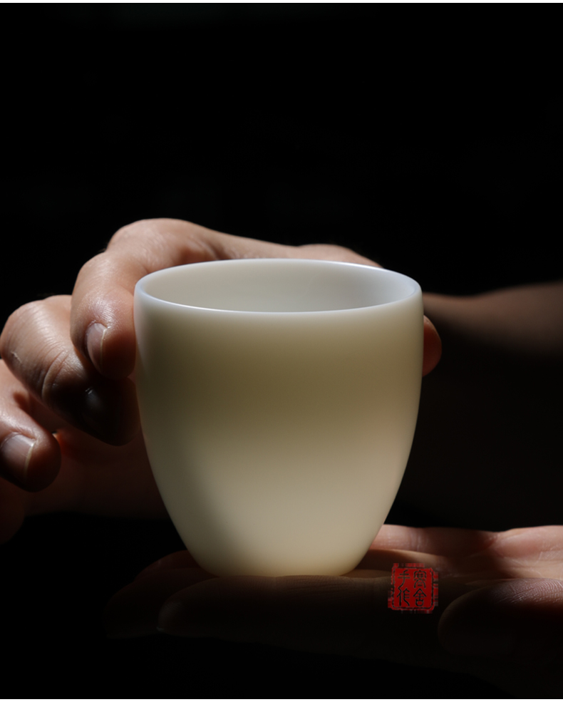 江南往事中国德化白瓷羊脂玉瓷茶杯陶瓷素烧大沉香主人杯功夫茶具