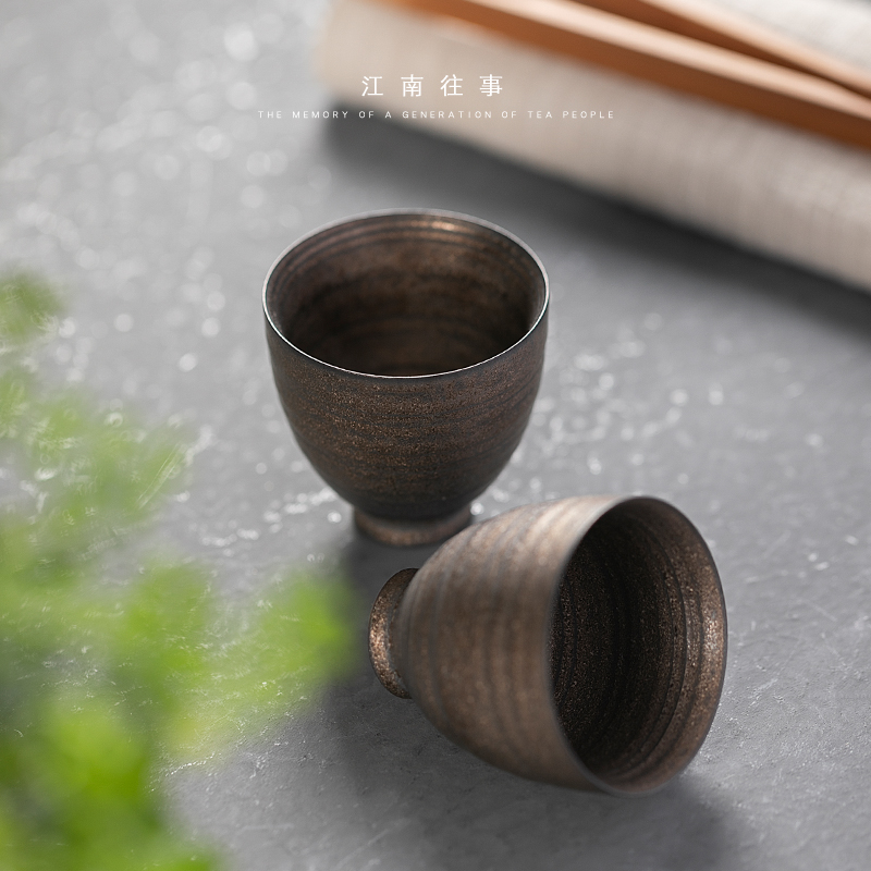 Jiangnan hand past retro kung fu tea cups undressed ore rust glaze ceramic sample tea cup goblet master cup single CPU