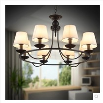 American country Wrought iron chandelier Living room lamp Retro simple European bedroom dining room lamp Nordic modern simple atmosphere