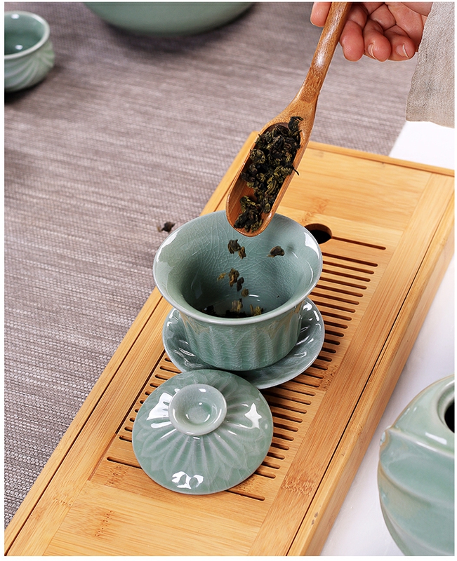 Household elder brother up of a complete set of ceramic tea set suits for your up kung fu tea cup ice crack glaze teapot tea tureen gift box