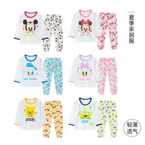 20 mens and womens childrens cartoon home clothes set summer pure cotton breathable breathing cotton watermark four seasons baby autumn clothes