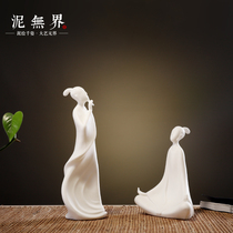 Zen decorations of tabletop crafts in the tea room of the house study room with mud-free creative ceramic characters