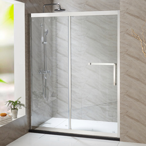 304不锈钢浴室屏风钢化玻璃淋浴房隔断玻璃门一字型沐浴房B-BZ21
