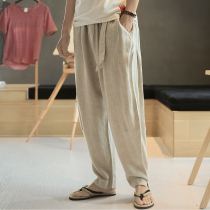 Chinese style mens cotton linen pants vintage summer thin loose linen casual pants Chinese style Tang trousers