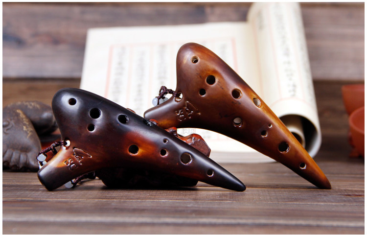 风雅陶笛 正品 熏烧十二孔陶笛 高音c调12孔陶笛 演奏级sc陶笛