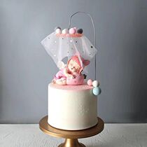 Cake decoration with lamp wire wool spherical yarn plug-in card Birthday cake scene baking pendant decoration