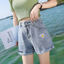 Little Daisy denim shorts women Summer 2020 new Korean version of high waist loose thin a-shaped wide legs curl hot pants tide