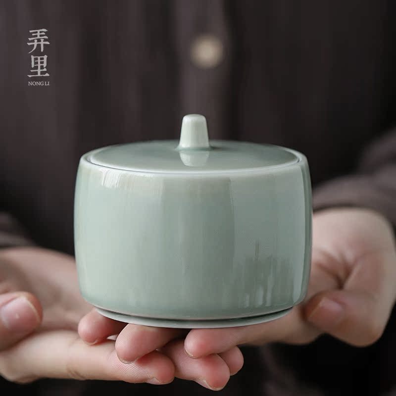 The Get | Japanese contracted small caddy fixings in black grey ceramic household zen tea tea storage POTS sealed as cans