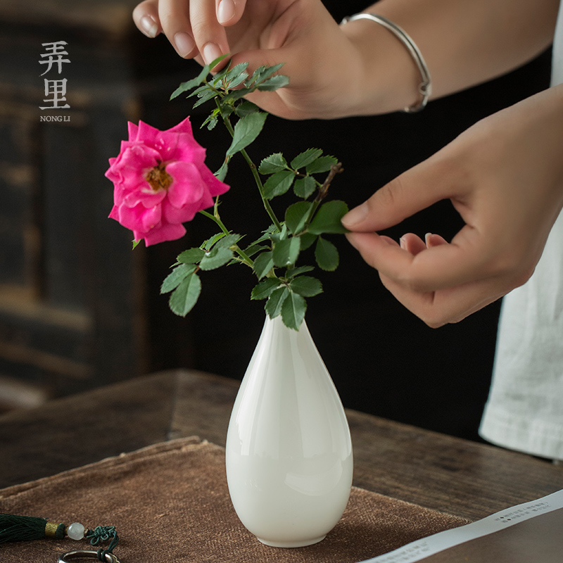 The Get | modern Chinese tea in the teahouse insert dehua white porcelain vases, flower implement the plant floor sample room furnishing articles