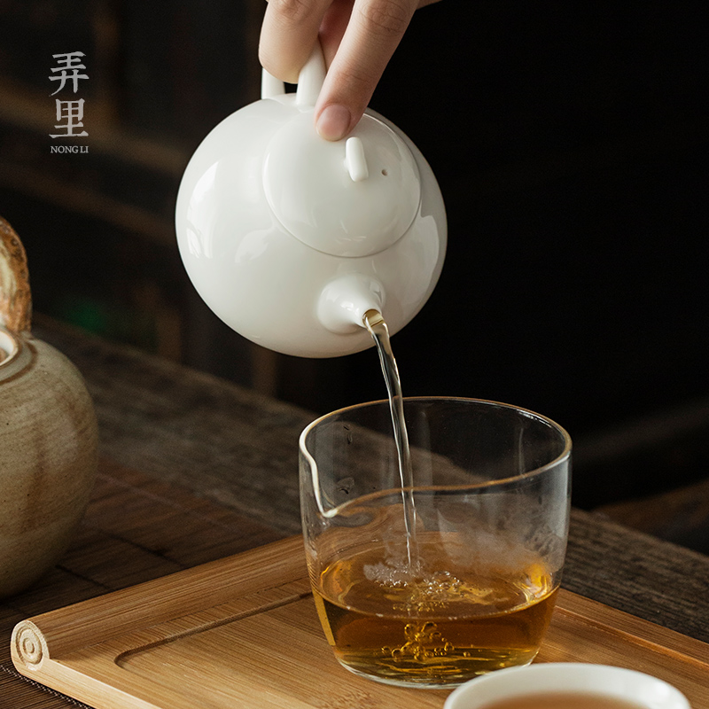 The Get | in dehua white porcelain ceramic kung fu xi shi teapot trumpet single pot of household of Chinese style of the filter with tea