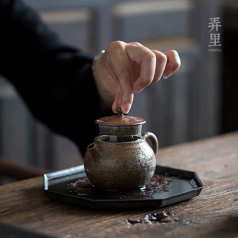 Firewood checking ceramic teapot retro side put the pot of large Chinese manual coarse pottery pot of kung fu tea set ideas