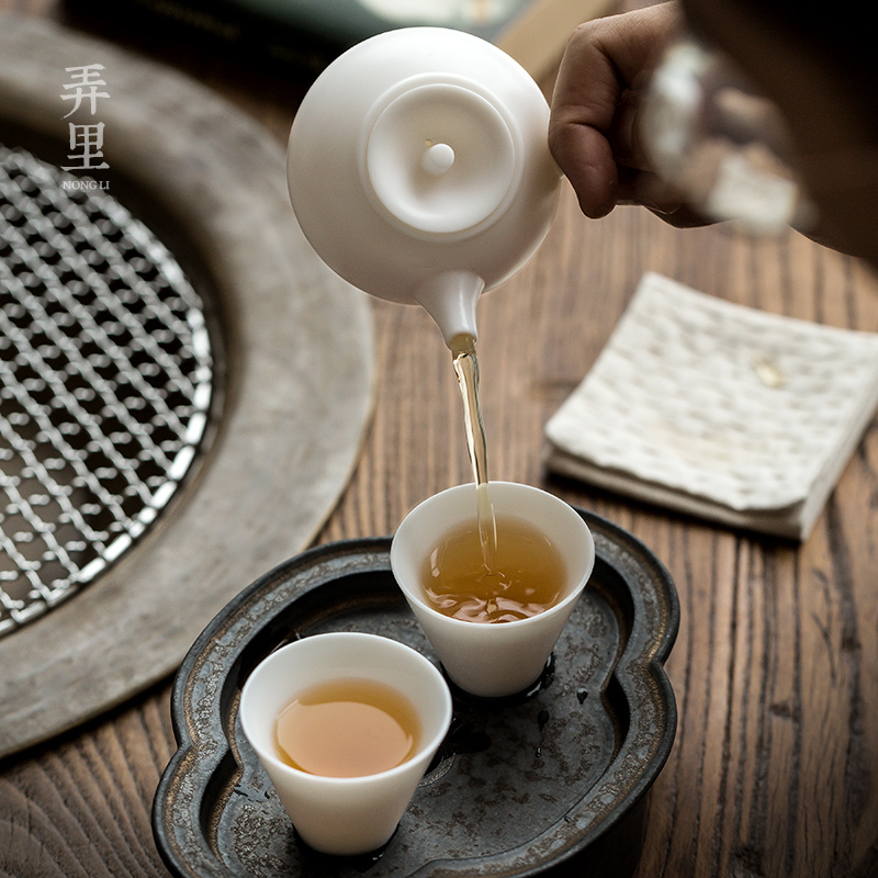 The Get | ceramic dehua white porcelain teapot kung fu tea set the teapot in household teapot manual single side put as the pot