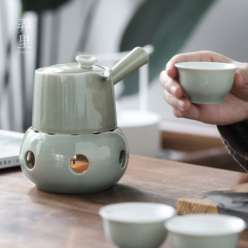| its ehrs grey porcelain side put the pot of Japanese contracted kung fu tea set of jingdezhen ceramic teapot single pot by hand
