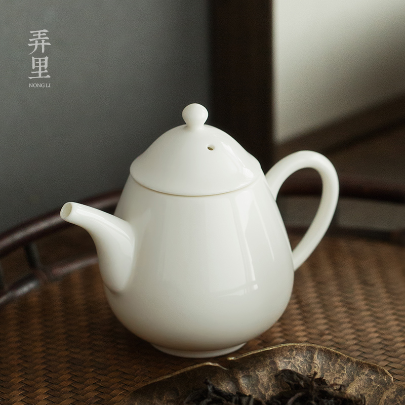 The Get | white porcelain dehua porcelain ceramic jade teapot in kung fu tea set household filter manually teapot xi shi pot