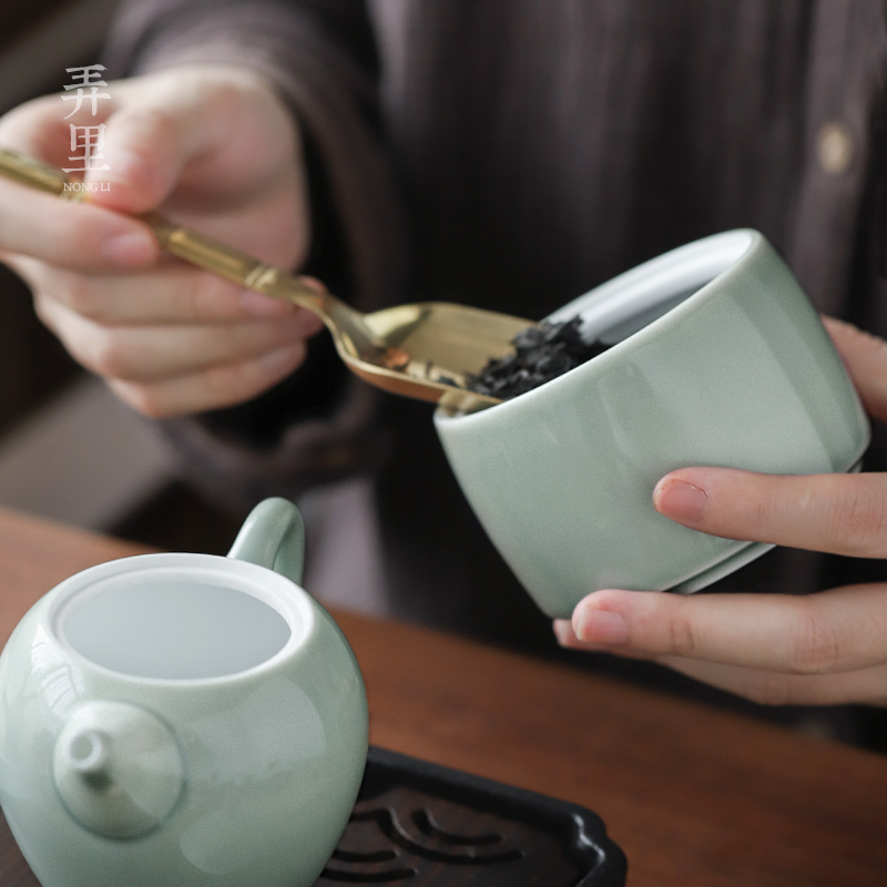 The Get | Japanese contracted small caddy fixings in black grey ceramic household zen tea tea storage POTS sealed as cans