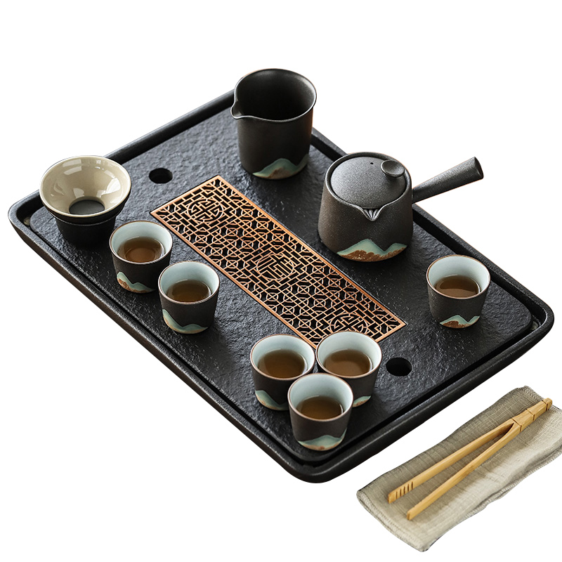 The Get | Japanese zen kung fu tea set office in contracted sharply Shi Gan mercifully tray table side of black pottery pot