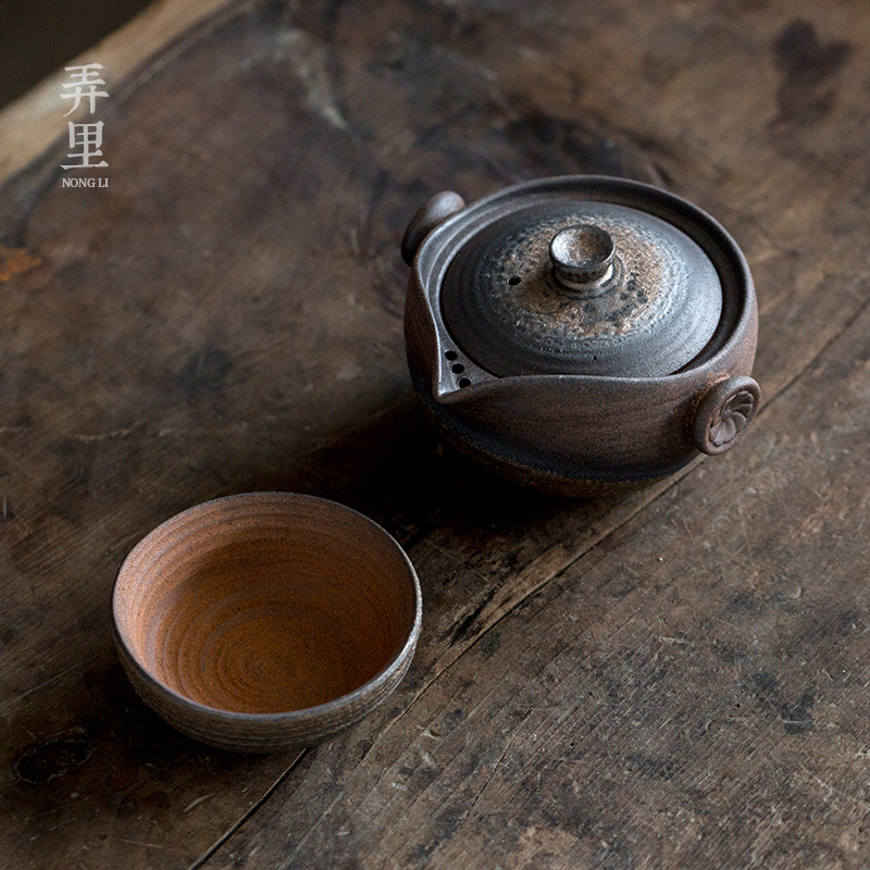 Coarse pottery crack cup travel tea set 2 people with ceramic office day type portable a pot of 1 cup